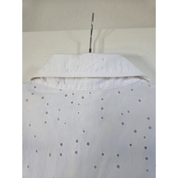 COS Flowy Cotton White Eyelet Beachy Vacation Tiered Midi Dress, Women's 10 - Picture 12 of 16